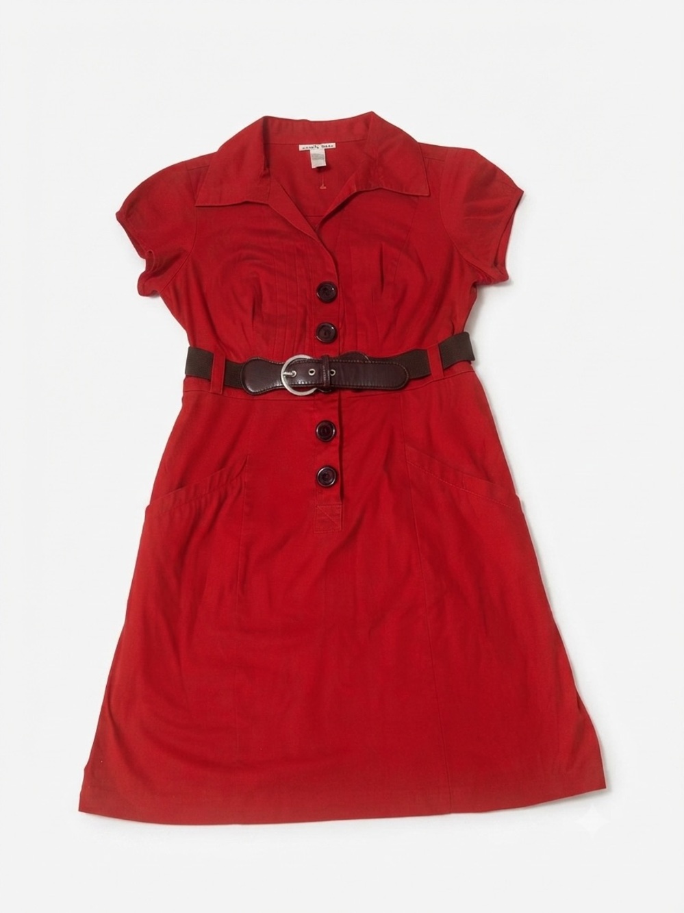 Amanda Lane Red Button-Front Mini Dress with Belt